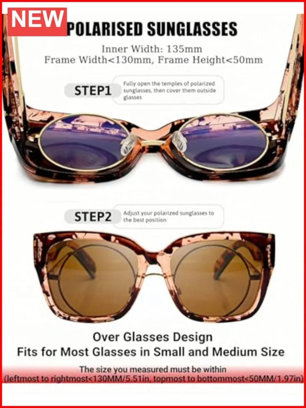 Oversized Fit Over Polarized Sunglasses UV400 TR90 Square Frame Unisex
